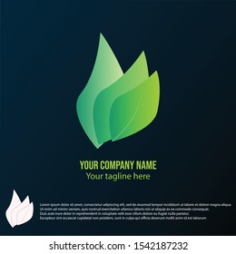 The leaf logo symbolizes well-being, with gradient colors, vectors.
