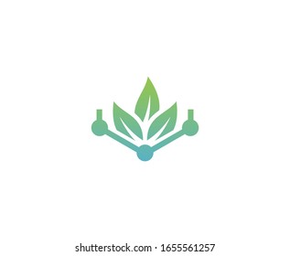 Leaf logo tech icon vector 