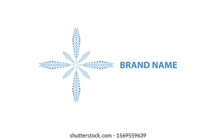 leaf logo template in blue and line design style