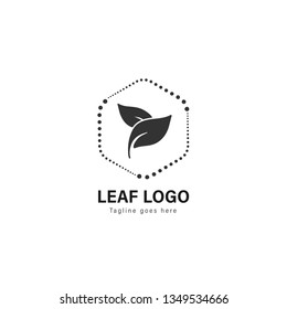 Leaf logo template design. Leaf logo with modern frame isolated on white background