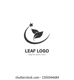 Leaf logo template design. Leaf logo with modern frame isolated on white background