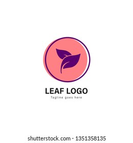 Leaf logo template design. Leaf logo with modern frame isolated on white background