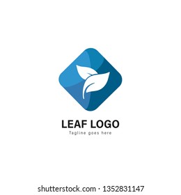 Leaf logo template design. Leaf logo with modern frame isolated on white background