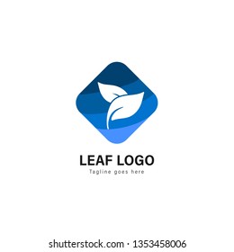 Leaf logo template design. Leaf logo with modern frame isolated on white background