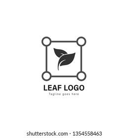 Leaf logo template design. Leaf logo with modern frame isolated on white background