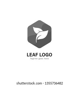 Leaf logo template design. Leaf logo with modern frame isolated on white background