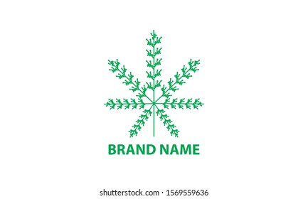 leaf logo template with green color and line design style