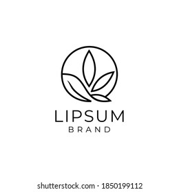 Leaf Logo Template with minimalist monogram style