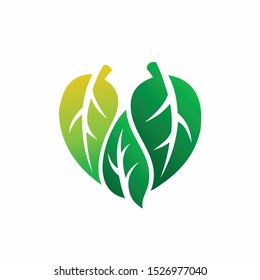 leaf logo that formed love concept