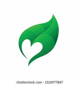leaf logo that formed love silhouette