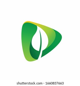 Leaf logo that formed play button