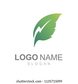 leaf logo and thunder design illustration, medical logo 