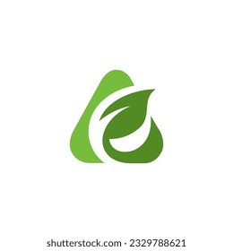 leaf logo in triangle soft garden business grow tree plant