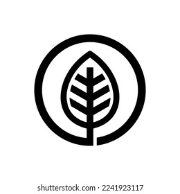 leaf logo vector design, abstract art plant in black and white colors