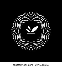 diseño vectorial de logotipo de hoja, grano de madera de arte abstracto en colores blanco y negro