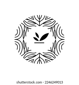 leaf logo vector design, abstract art wood grain in black and white colors