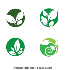 Leaf logo vector icon illustration