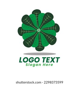 leaf logo vector illustration with dark green and light green color inside