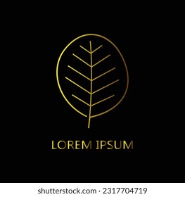 leaf logo vector isolated on black 