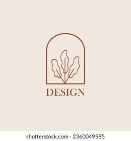 Leaf logo vector minimalism design, for holiday rentals, travel services, tropical spa, coffee shop, studio, and beauty studios. Aesthetic vintage classic logo and element. 03
