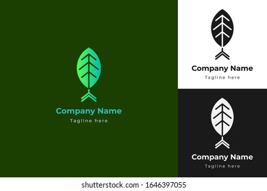 Leaf logo vector. Modern icon of nature sign. Tree symbol. Arrow icon. Future logo concept. Fresh farm. Go green and growth illustration. Eps 10. 