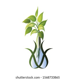Leaf logo vector with pot