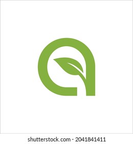 A and leaf logo vector template sign