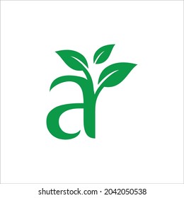 A and leaf logo vector template sign