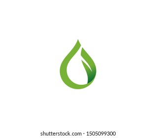 Leaf logo water drop green vector 