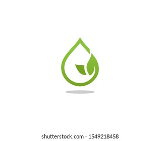 Leaf logo water drop green vector