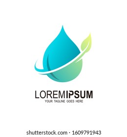 Leaf logo and water drop icon template, Water drop Logo Template vector illustration design