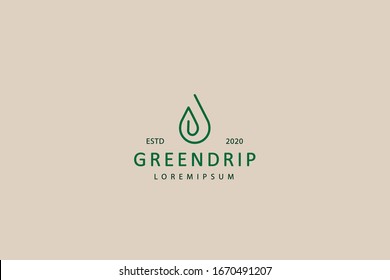leaf logo and water drop logo. Modern outline design illustration of natural water, leaf green or chlorophyll. Vector art line icon template