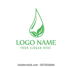 leaf logo and water drops creative logo