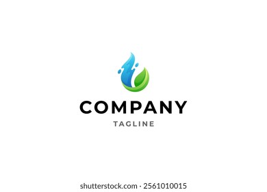 Leaf logo with water splash