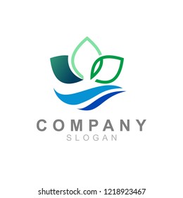 leaf logo, leaf and wave logos, green logo, 
