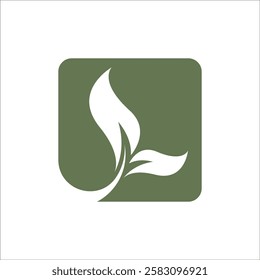 
the leaf logo is white and has a green box