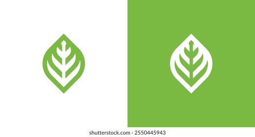 Logotipo de hojas, logotipo de crecimiento de hojas, logotipo de hoja simple