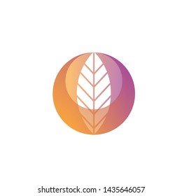 leaf logos in orange and purple colored circles