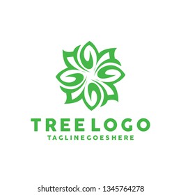 Leaf Logotype. Green Circle. Natural And Eco. Organic And Nature. Flat Tree Vector Logo Icon Symbol.
