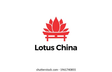 Leaf Lotus China logo vector icon illustration