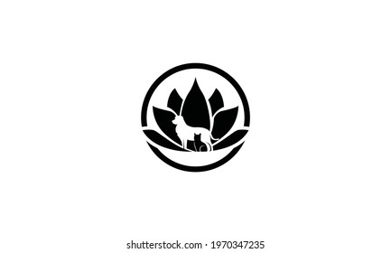 Leaf Lotus With Pet logo vector icon illustration