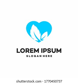 Elemento de diseño del logotipo de amor de hoja - Vector.