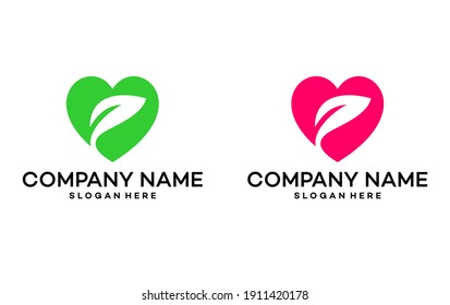 Elemento de diseño del logotipo de amor de hoja