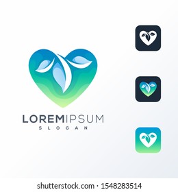 leaf love logo design ready to use