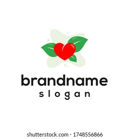 vector de diseño de logotipo de amor de hoja