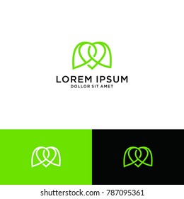 leaf love logo monoline