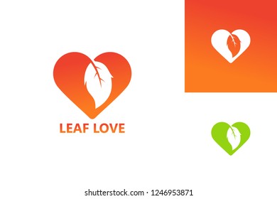 Leaf Love Logo Template Design Vector, Emblem, Design Concept, Creative Symbol, Icon