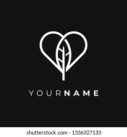 Leaf and Love logo template, design element, simple shape