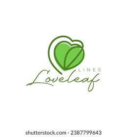 forma de amor de hoja flor vegetal vegetación florido botánico florista botánico estilo línea botánica colorido diseño simple logo vector ilustración