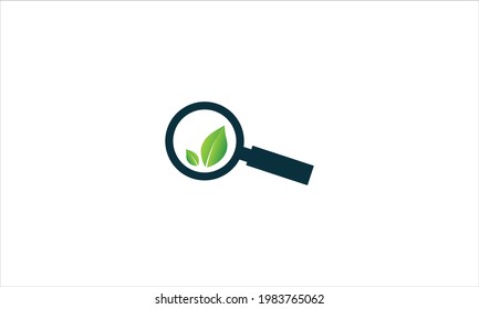 Leaf with  Magnifier search icon  Logo design vector template illustration
